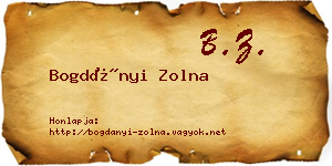 Bogdányi Zolna névjegykártya